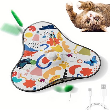 Jouet interactif rechargeable pour chat – Baguette magique automatique, 3 vitesses réglables pour encourager l'exercice, jouet dynamique conçu pour les chats d'appartement (Blanc) (1/5)