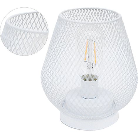Nordische Schmiedeeisenlampe, LED, Retro, minimalistisch, stimmungsvolles Nachtlicht fürs Schlafzimmer, weiß (1/5)