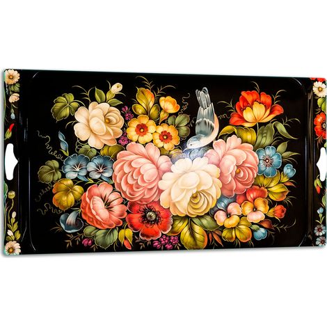 Tablero de corte de placa de vidrio 52x30 flores (1/5)