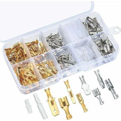 Kit de 150 Cosses à Sertir Électriques pour Automobile Moto Scooter Bateau – Terminaux Mâles et Femelles 2,8 mm 4,8 mm 6,3 mm (1/4)