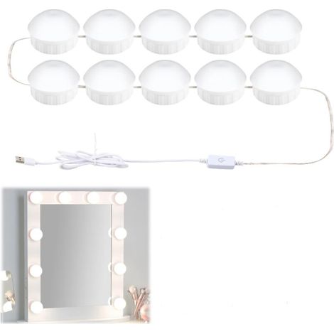 10 Dimmbare Spiegelleuchte mit 3 Farben, LED-Schminklampe, Schminktischleuchte, Kosmetikspiegelleuchte  - Crezuo
