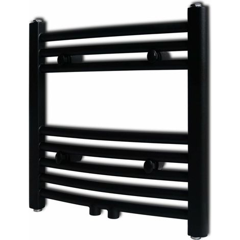 Sèche-serviettes eau chaude à rails incurvés noir 480 x 480 mm vidaXL