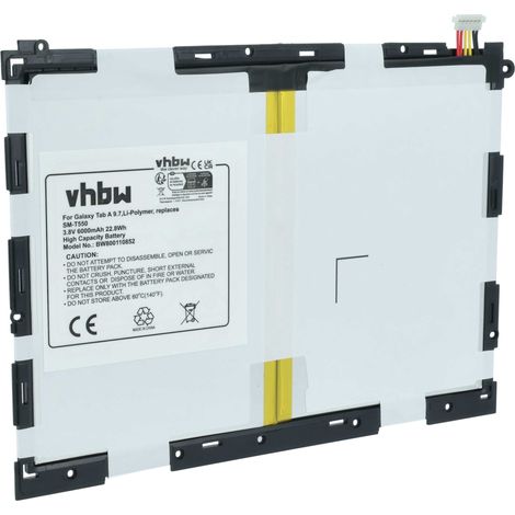 vhbw Akku Ersatz für Samsung EB-BT550ABE, EB-BT550ABA für Tablet Pad (6000 mAh, 3,8 V, Li-Polymer) (1/5)