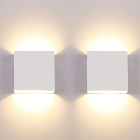 Lot de 2 appliques murales LED modernes d'intérieur de 12 W, applique murale carrée 3000 K, chambre à coucher (1/5)