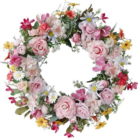 Couronne artificielle de marguerites et de lavande, couronne de fleurs sauvages d'été en soie-- (1/5)