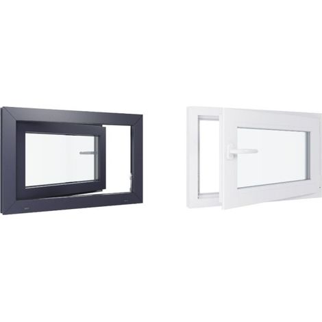 Finestra in PVC - Triplo vetro - Bicolore - Bianco e grigio - 800 mmx500 mm cm