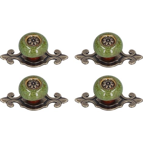 Lot de 4 Poignées Meuble Zinc Alliage Vert Moderne Armoire Tiroir (1/4)