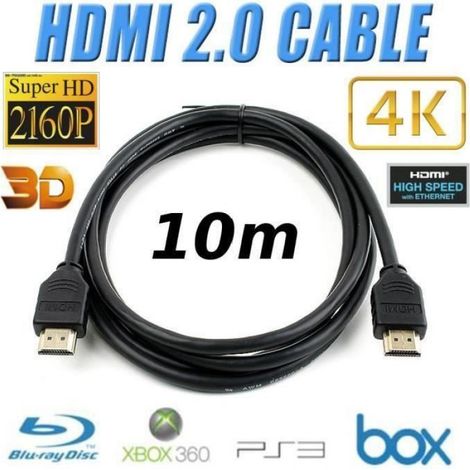 TV DVD CABLE HDMI 2.0 10m 3D 4K UltraHD 2060p noir (1/2)