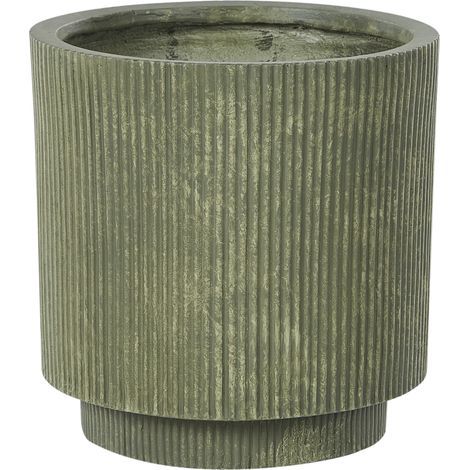 Maceta de mezcla de arcilla verde oliva 37 cm agujero drenaje acabado vertical Daria (1/5)
