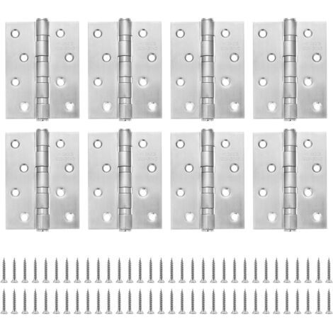 RHG Charnière Inox Charniere Porte 100x76 mm, Charnieres de Portes en bois Exterieures Placard Roulement à Billes (8 pièces) (1/5)