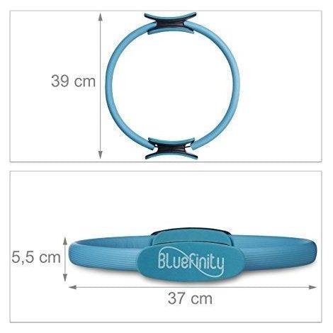 Anneau pilates 39 cm avec doubles poignées pour yoga mousse rembourré anneau de résistance, turquoise (1/4)