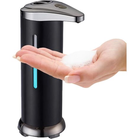 Dispensador automático de jabón Dispensador eléctrico inteligente de jabón con sensor y función manos libres, negro (1/5)