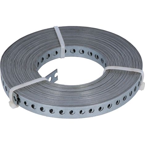 HELPMATE Nastro perforato 10 m di lunghezza - acciaio zincato sendzimir - larghezza 12 mm - spessore materiale 0,8 mm - zincato di alta qualità - Robusto per costruzione, officina, progetti fai da te (1/5)