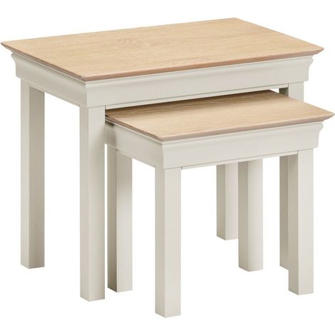 Bordeaux Nest of 2 Tables - Ivory/Oak