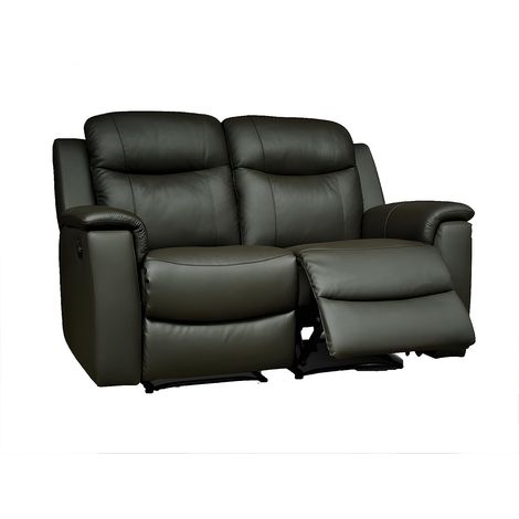 Vente-Unique – Canapé relax 2 places en cuir noir – Système de levier pour dossier et repose-pieds – Résistant et facile à entretenir