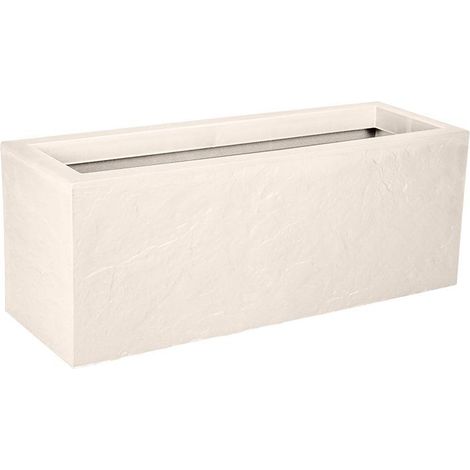 EDA – Jardinière rectangulaire effet pierre 57 L – Beige calcaire – Dimensions 79,5 x 29,5 x 29,5 cm – Polypropylène recyclable (1/5)