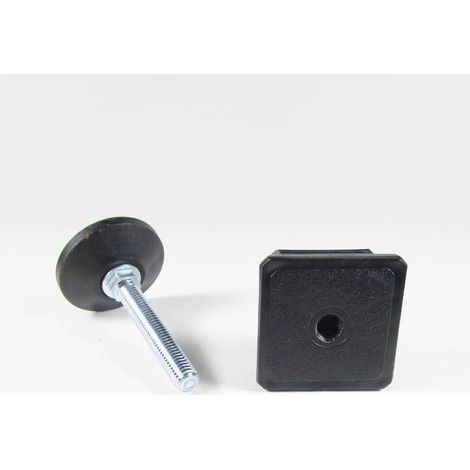 Ajile - Kit de Réglage / Mise à Niveau pour tube carré 50x50 mm avec Pied Vérin Fileté en Acier Zingué M10x60 mm Embase diamètre 50 mm (1/2)