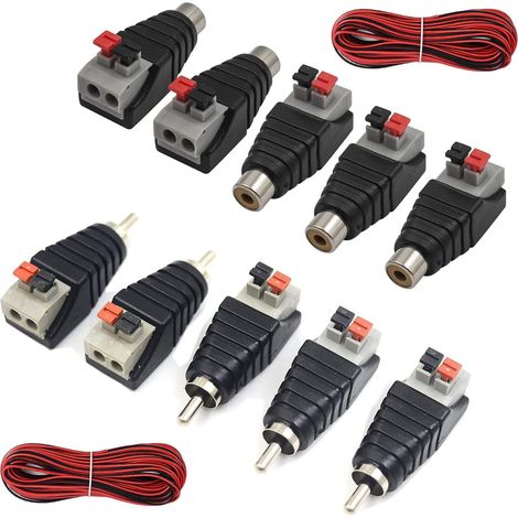 10Pcs RCA Connecteur, 5Paire RCA Fiche Mâle (1/5)