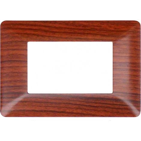 Placca Interruttore 3 Moduli Copri Placchetta Noce Legno Scuro C8803WOD (1/5)
