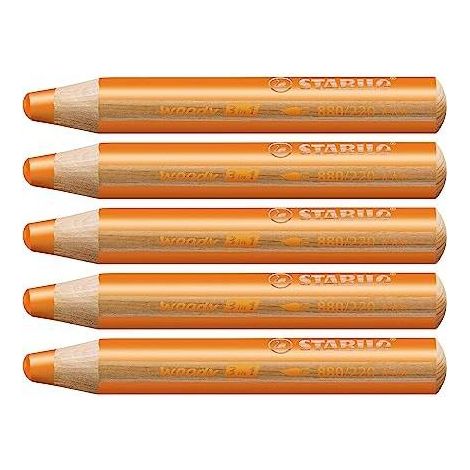 STABILO LÁPICES DE COLORES WOODY 3 EN 1 NARANJA ESTUCHE 5 UD