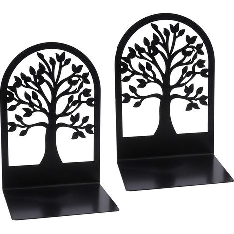 2 Stück Schwerlast Metallbuchstützen, Dekorative Buchstützen für Zuhause, Schule oder Büro, Schwarze, stabile und langlebige Buchhalter für Regale (1/5)