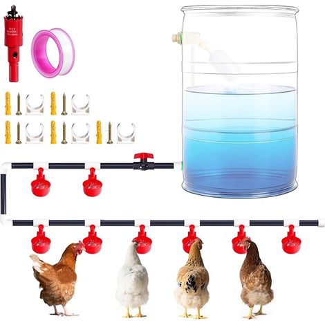 Automatic Drinking Trough for Poultry Chicken Kit with T-Connection, PVC Hose and Pressure Regulator – Water Supply System for Poultry (1/5)