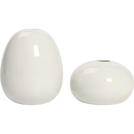 Lot de 2 Vases Céramiques Design Art Déco, Blanc Mat (8cm & 6cm) (1/5)