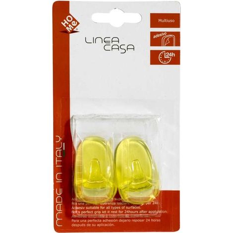 Set di 2 ganci in plastica colorata per fissaggio alla parete.