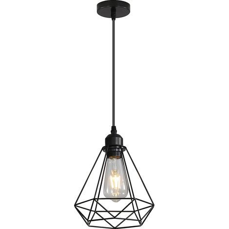 Lampe suspension vintage – Lustre plafonnier rétro industriel – Corde ajustable 100cm – 220V 60W – Forme de cage (1/5)
