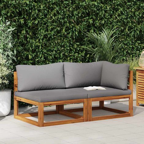 vidaXL Set Divani da Giardino 2 pz con Cuscini Grigio Scuro in Acacia
