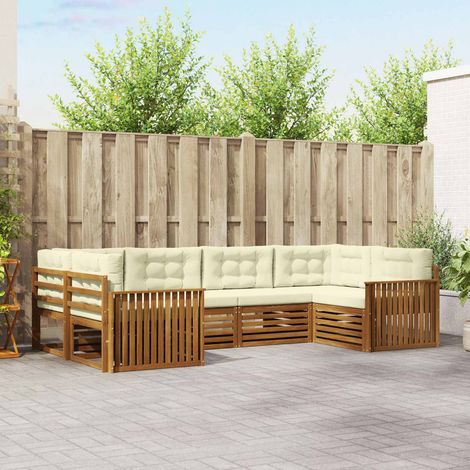 vidaXL Outdoor-Sofagarnitur mit Kissen 6 pcs Natur und Creme (1/5)