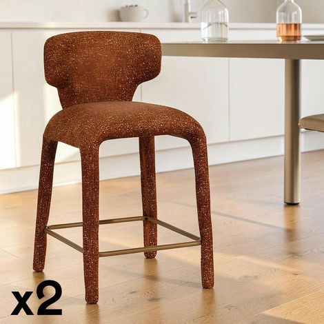 Tabouret de bar design terracotta avec dossier (x2) TULSA (1/4)