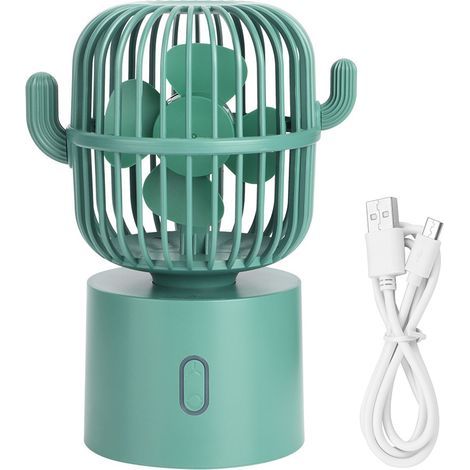 Wiederaufladbarer, tragbarer USB-Tischventilator – Mini-Oszillationsventilator für Zuhause und Büro – Grün (1/5)