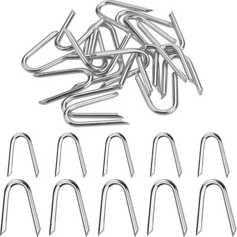 Lot de 125 clous en U - Clôture en lattis - 20 x 1,8 mm / 35 x 3,4 mm - Sardines stables - Pour toile anti-mauvaises herbes - Clôture en maille U Staples (argentés) (1/5)