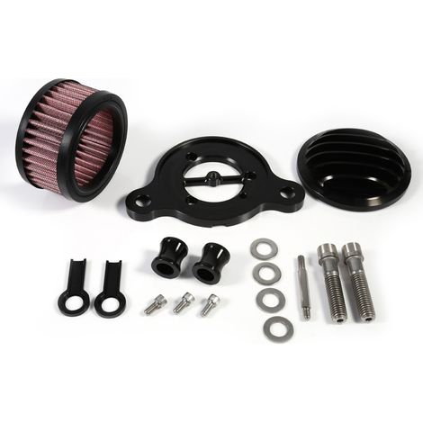 Grille de filtre à air rétro CNC pour moto (compatible avec Harley XL883/1200 X48) (Noir) (La marque Harley GBC enfreint une marque déposée américaine et ne peut être mentionnée) (1/5)