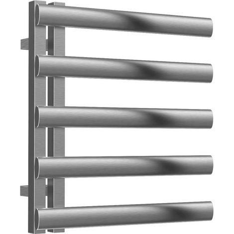 Reina Cavo Designer Heated Towel Rail 530mm H x 500mm W Brushed Stainless Steel (1/4)
