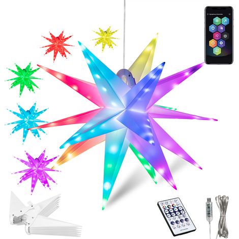 Stella Luminosa di Natale da Soffitto Decorazione Natalizia LED RGB 50cm con App (1/5)