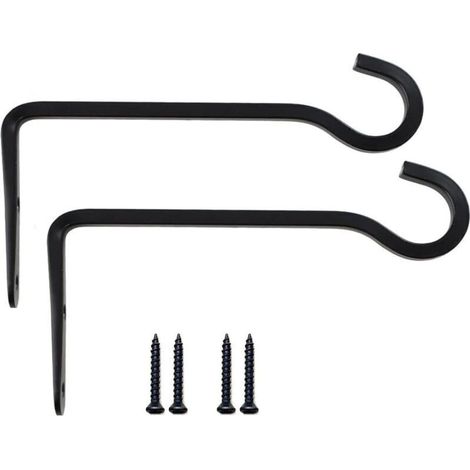 Schwarze Metall-Wandhaken – 2er-Set, 21 x 10 cm, zum Aufhängen von Körben, Pflanzen oder Laternen – Robustes und modernes Design