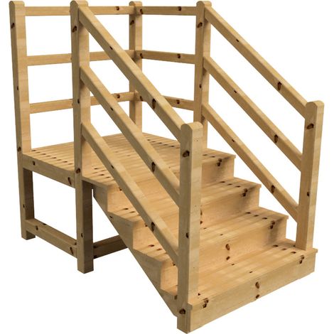 MILANO Außentreppe 4 geschlossene Stufen H71 cm - Podest L116 x B120 cm - Treppengeländer links und rechts - Podestgeländer rechts und hinten