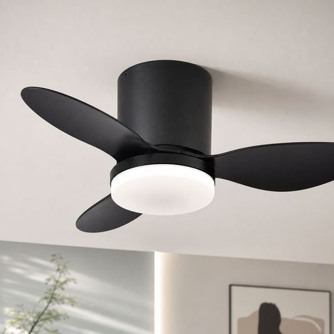 Ventilateur de plafond avec lumière LED, moteur en cuivre silencieux, 25 pouces, télécommande et APP, 6 vitesses, dimmable (1/5)