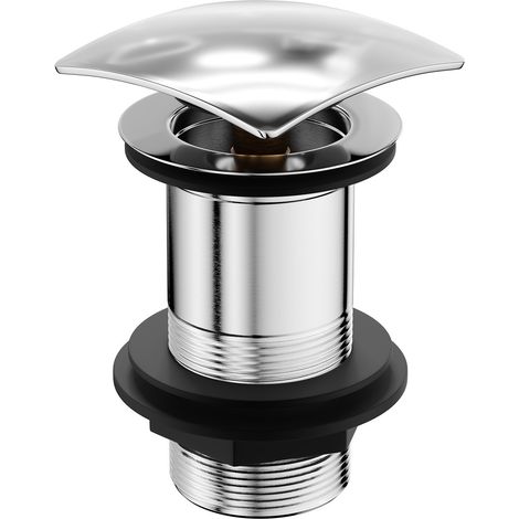 Polished Chrome Square Cap Unslotted Click Clack Basin Waste (1/5)