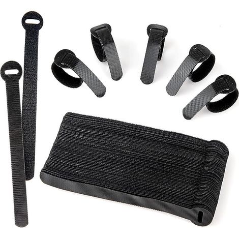 Paquete de 60 bridas negras reutilizables, ajustables y reutilizables para la gestión y organización de cables de PC. (1/3)