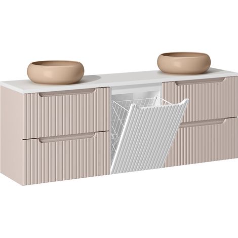 Mueble doble lavabo 160cm cesto Riva Cachemira y Blanco (1/4)