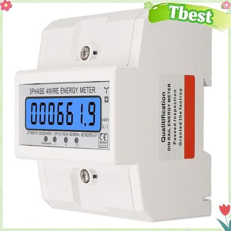 Tbest Compteur d'électricité Compteur électrique triphasé, écran LCD, Moniteur d'énergie Numérique pour quincaillerie detecteur (1/5)