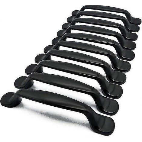 10 poignées de tirage en alliage d'aluminium noir, entraxe de 128 mm, et 20 vis - Dimensions : 23 x 163 x 15 mm (1/5)