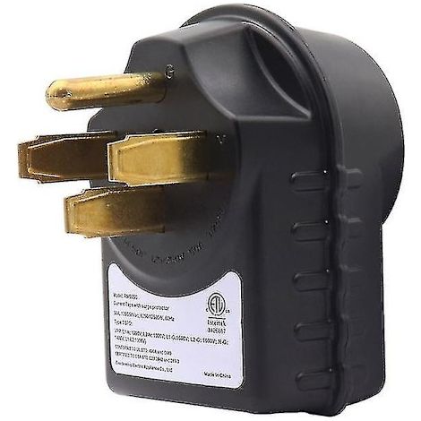 Adaptateur de prise et testeur de surtension 50 A — Convient aux caravanes (1 unité, noir) (1/5)