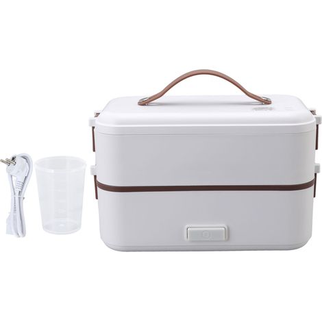 Boîte repas électrique portable 0,8L double couche, chauffage rapide 20 minutes, poignée intégrée, réchauffeur alimentaire 220V prise UE.