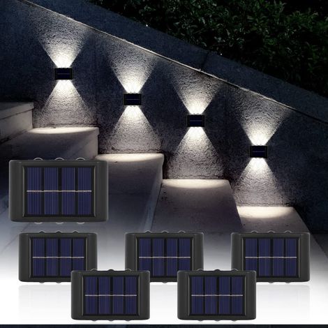 6 PCS Applique solaire d'extérieur , éclairage vers le haut et vers le bas, étanche IP65,pour cour, jardin, garage- Lumière blanc 6500K (1/5)