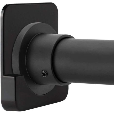 Support mural pour tringle de douche noir – Fixation sans perçage adhésive, lot de 2, compatible carrelage