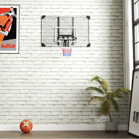 OKMYHOME Panier de basket mural avec panneau et filet, acier noir, 113 x 73 cm (1/5)